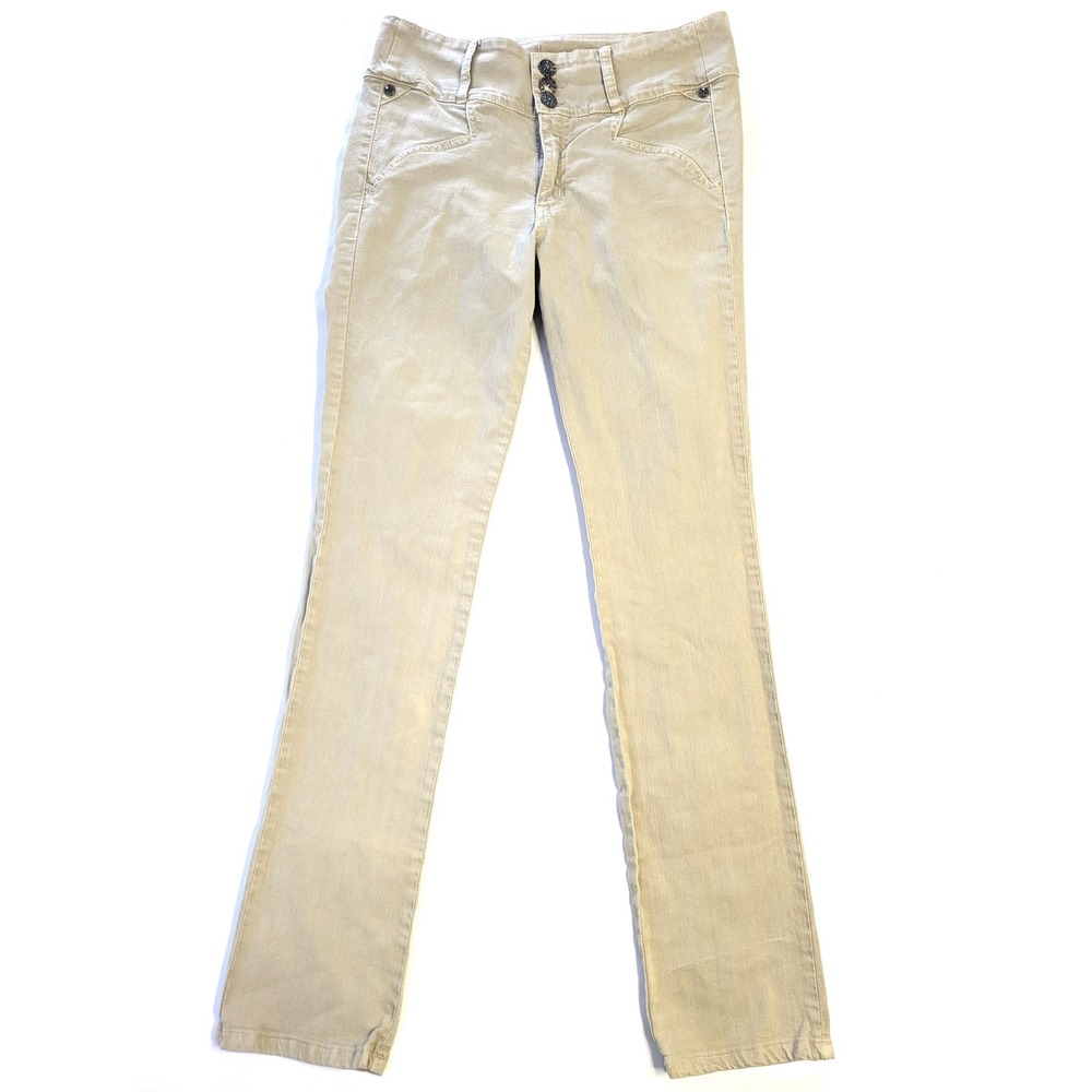 Matiss Khaki Tan Rhinestone Studded Colombian Stretch Pants Low Rise Size 11